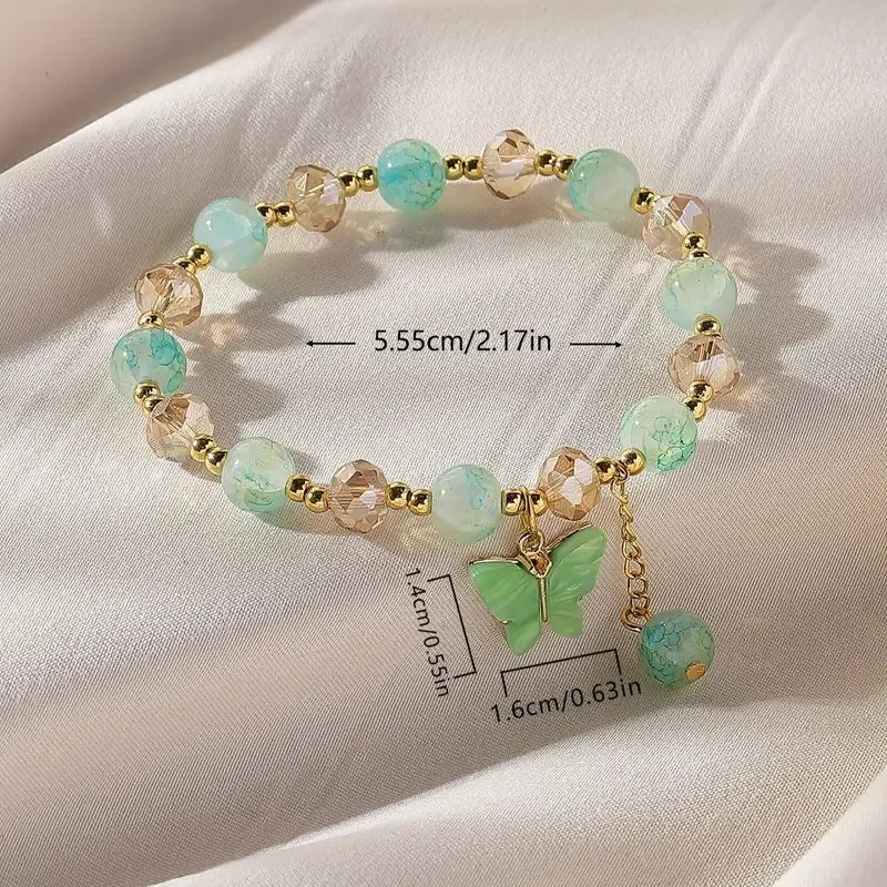 Brazalete Elástico de Perlas con Mariposa Hermosa