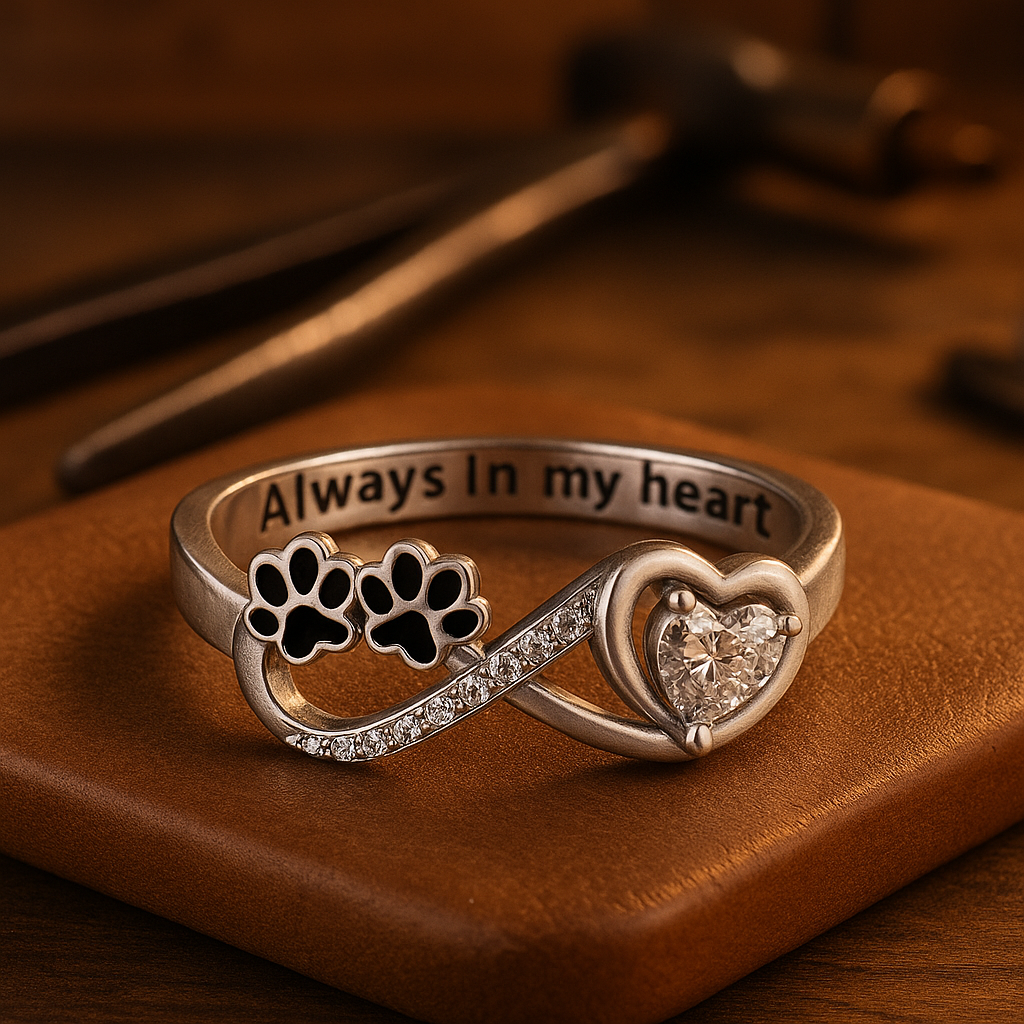 Anillo de Zirconia con Diseño de Corazón e Infinito
