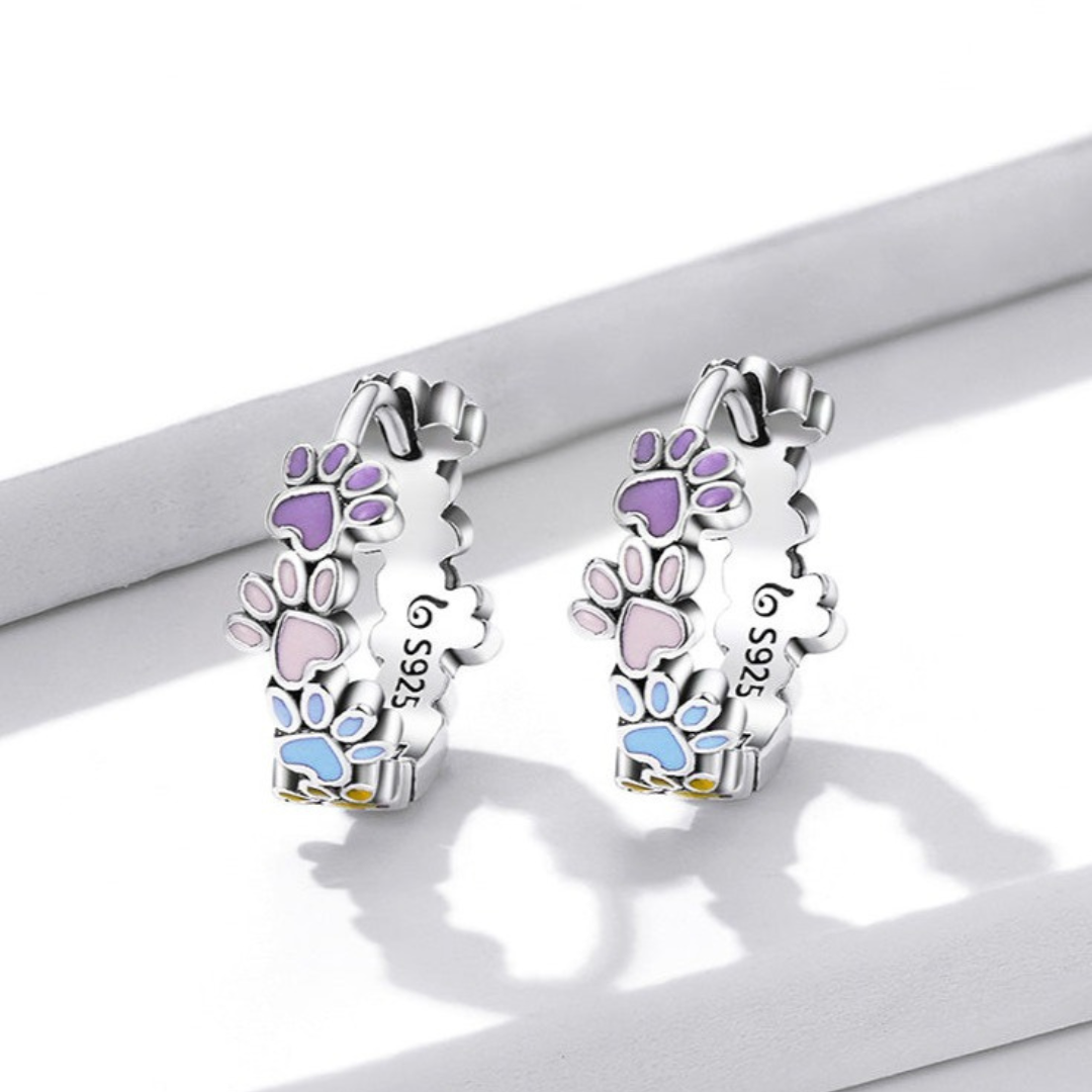 Aros de Patas Coloridas en Plata de Ley