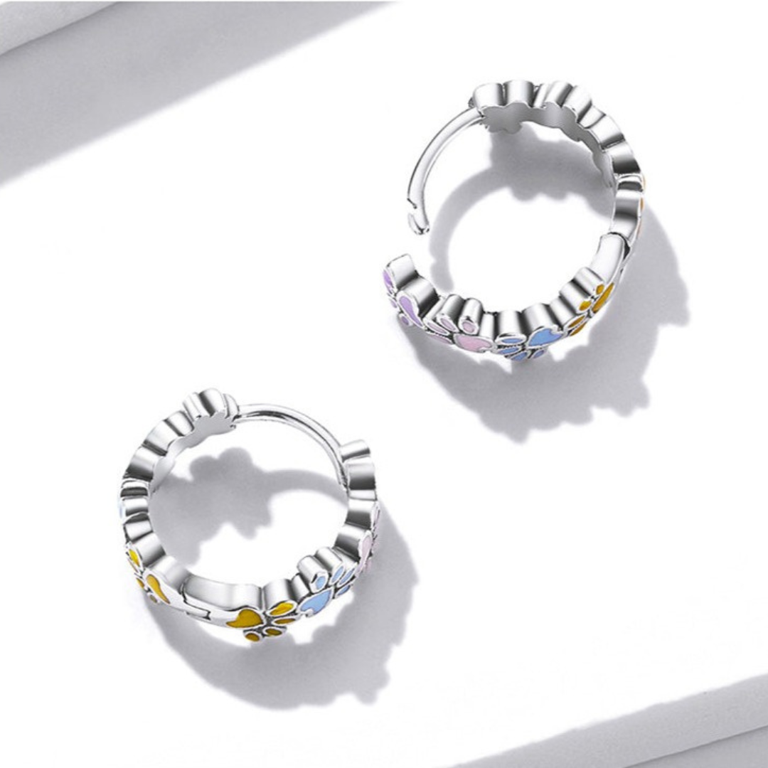 Aros de Patas Coloridas en Plata de Ley