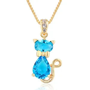 Collar con Colgante de Gato de Cristal