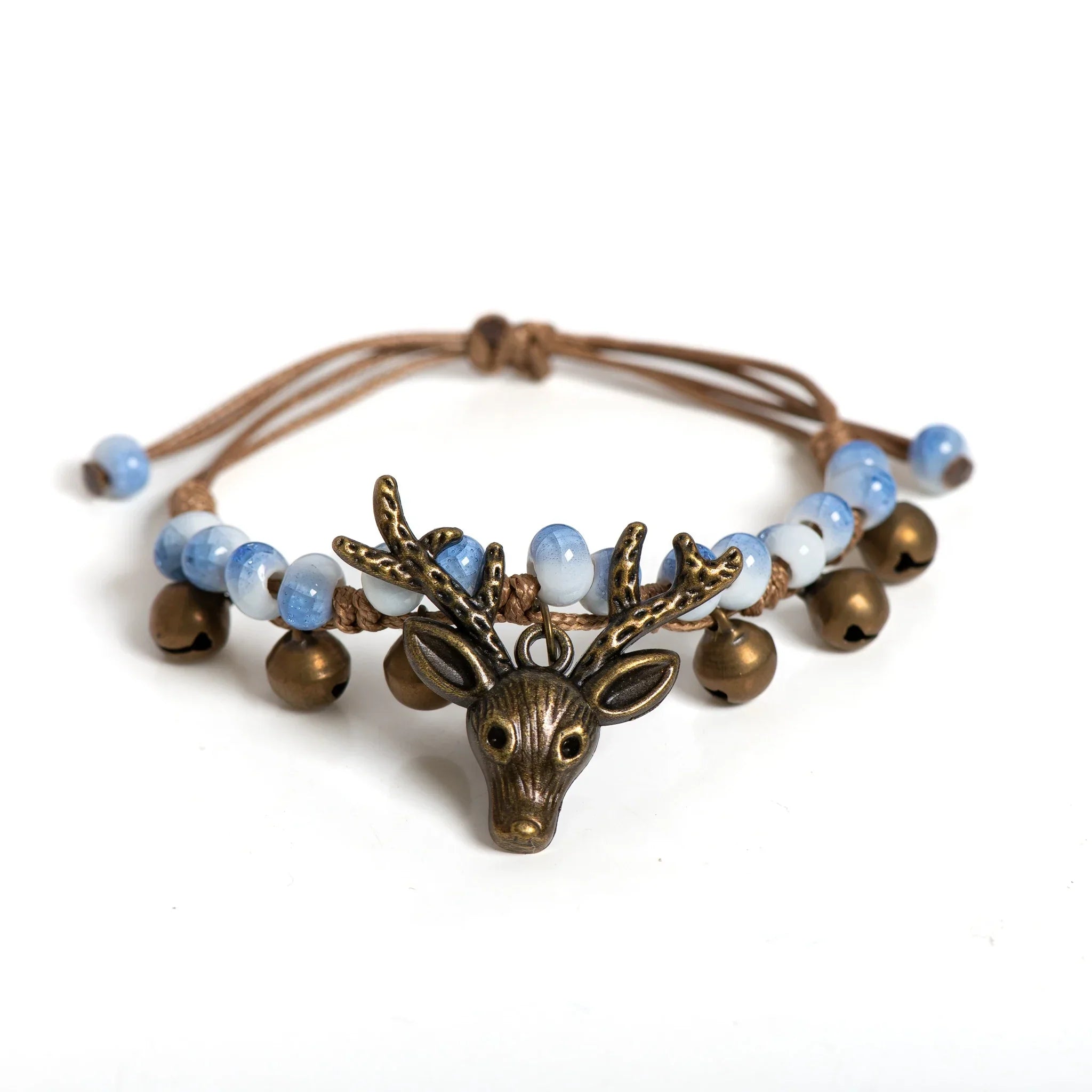 Pulsera de Encanto de Ciervo de Cerámica Hecha a Mano