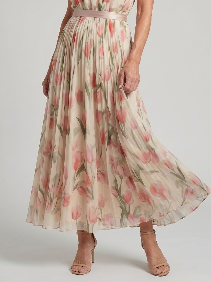 Aurelle | Vestido Midi Floral con Cuello Halter