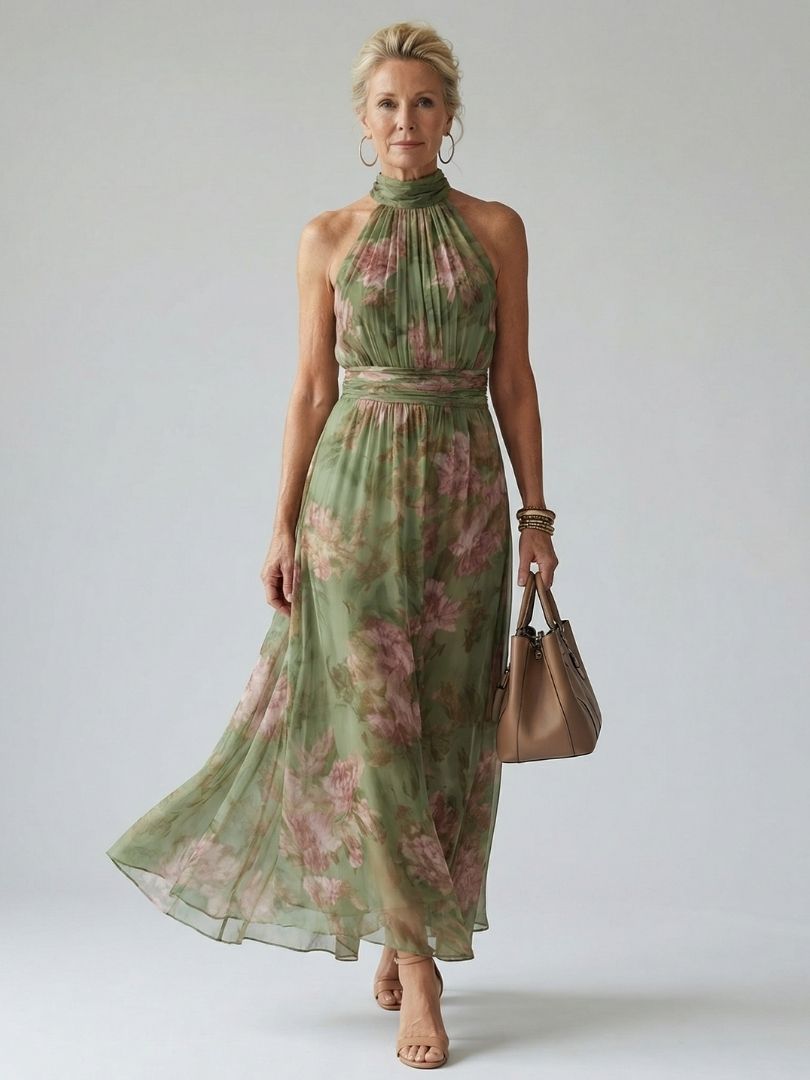 Livia™| Vestido maxi halter floral elegante