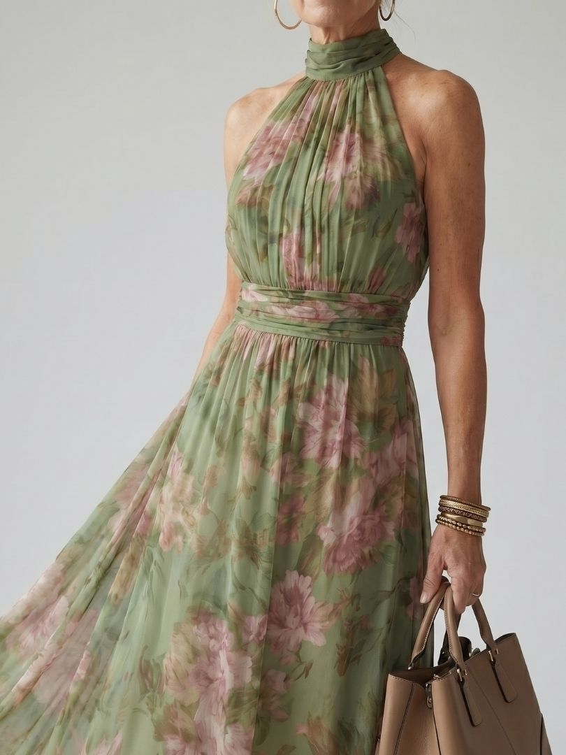 Livia™| Vestido maxi halter floral elegante