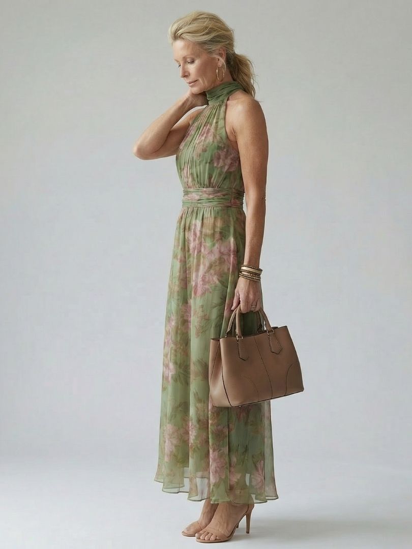 Livia™| Vestido maxi halter floral elegante