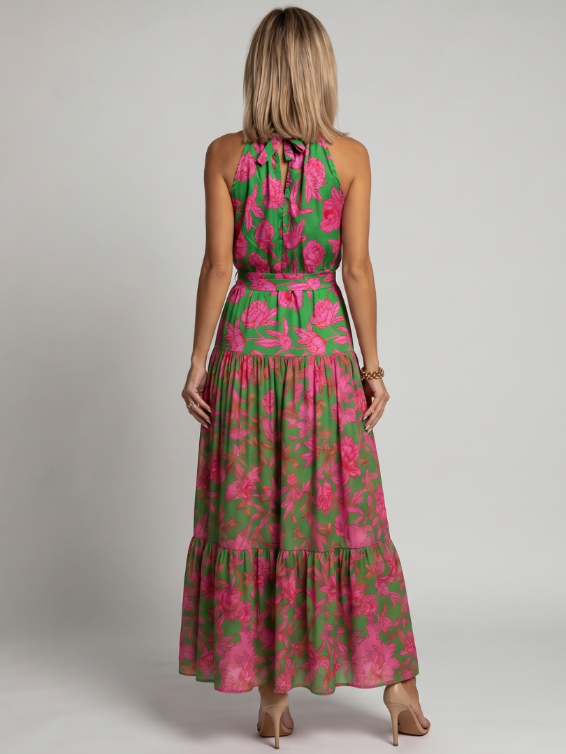 Rowen | Vestido Midi con Cuello Halter Drapado