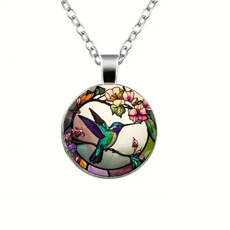 Collar Colgante de Cristal con Colibrí