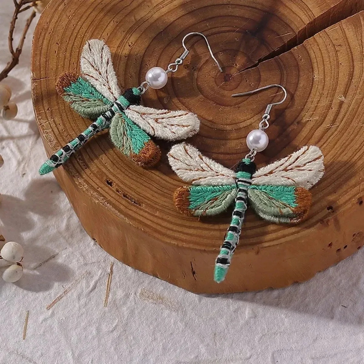Pendientes de Libélula Bordados Bohemios