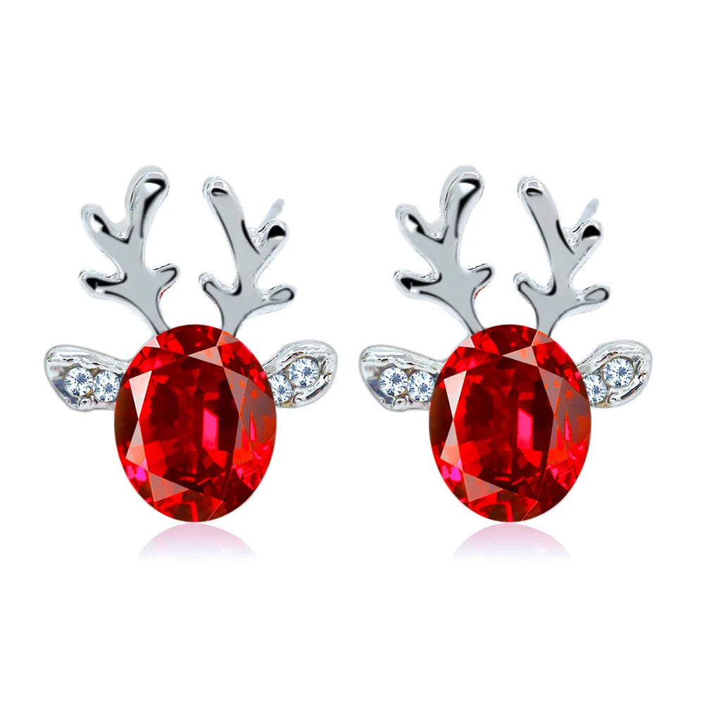 Pendientes de Cristal en Forma de Reno Festivo