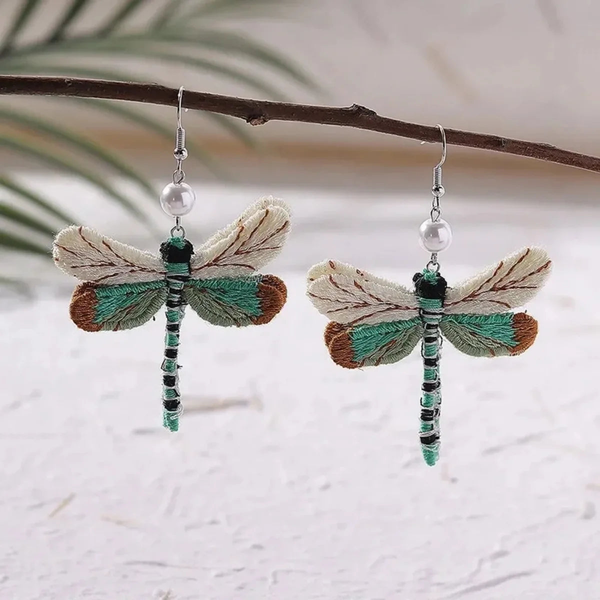 Pendientes de Libélula Bordados Bohemios