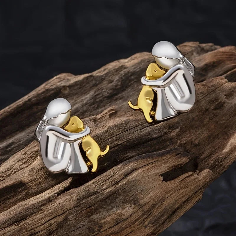 Pendientes de Aro en Plata y Oro de Dos Tonos