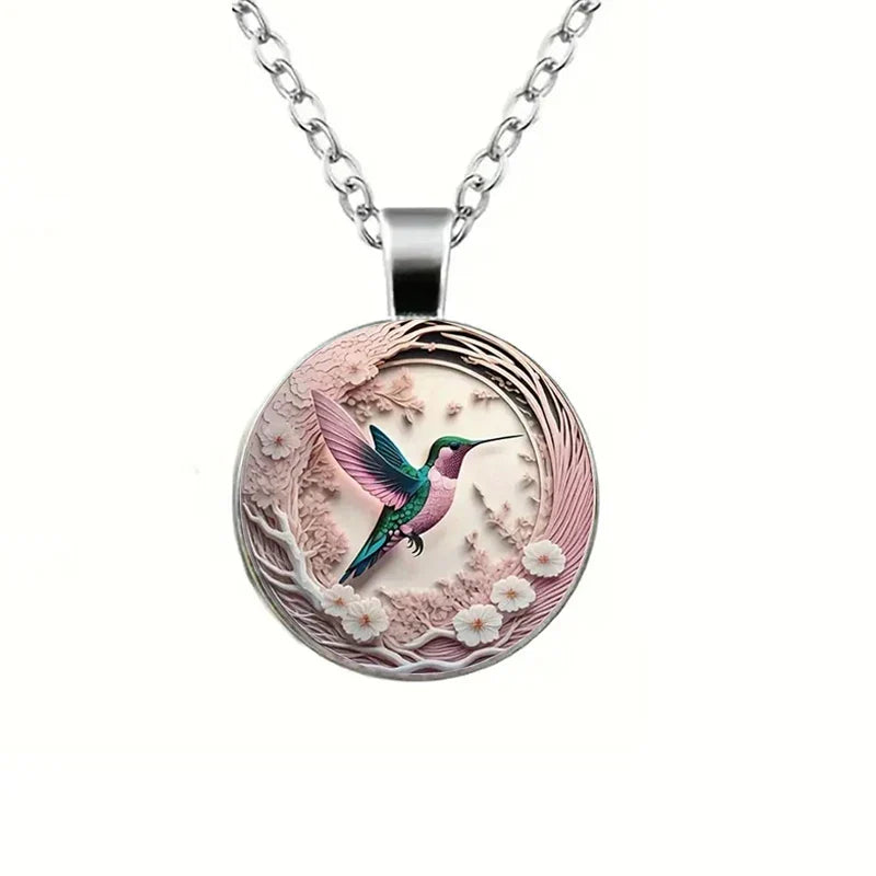 Collar Colgante de Cristal con Colibrí