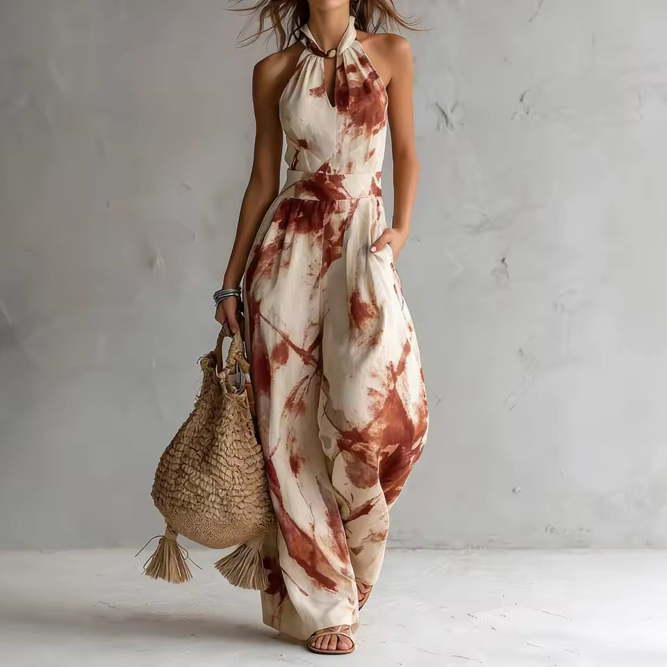 Marisol | Mono elegante con impresión artística y silueta fluida