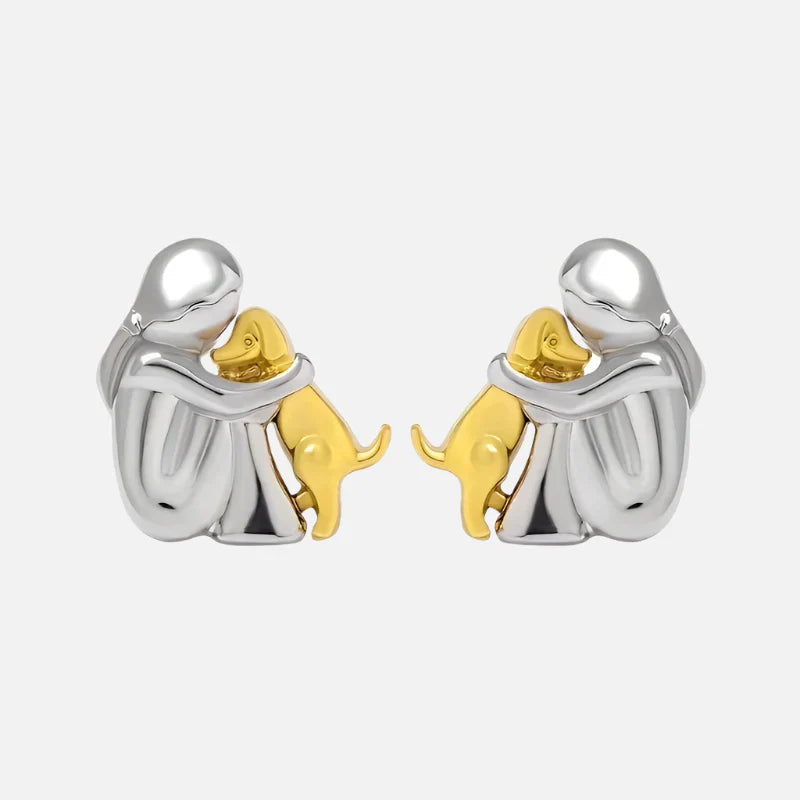 Pendientes de Aro en Plata y Oro de Dos Tonos