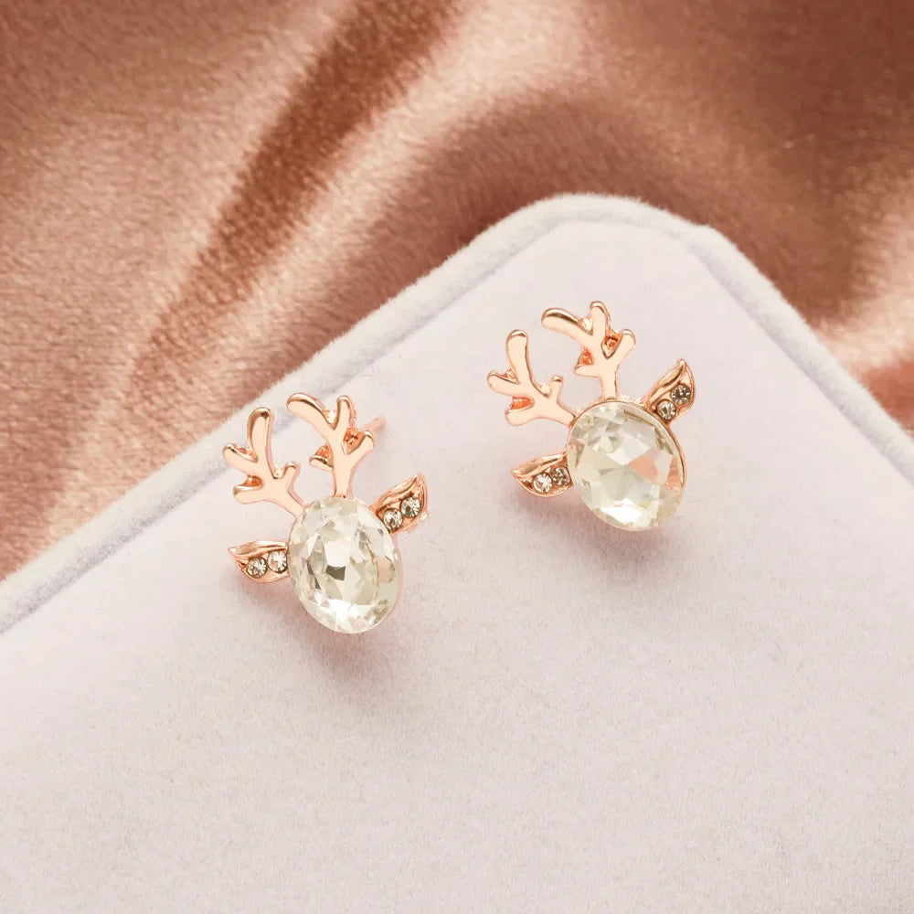 Pendientes de Cristal en Forma de Reno Festivo