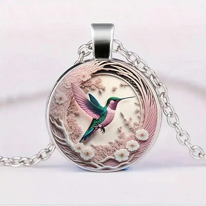Collar Colgante de Cristal con Colibrí
