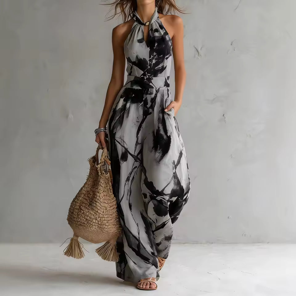 Marisol | Mono elegante con impresión artística y silueta fluida