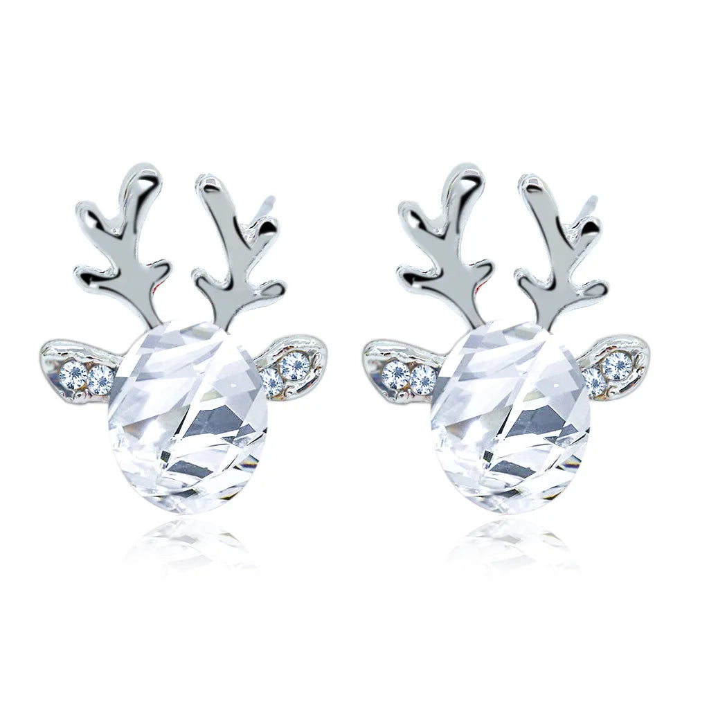 Pendientes de Cristal en Forma de Reno Festivo
