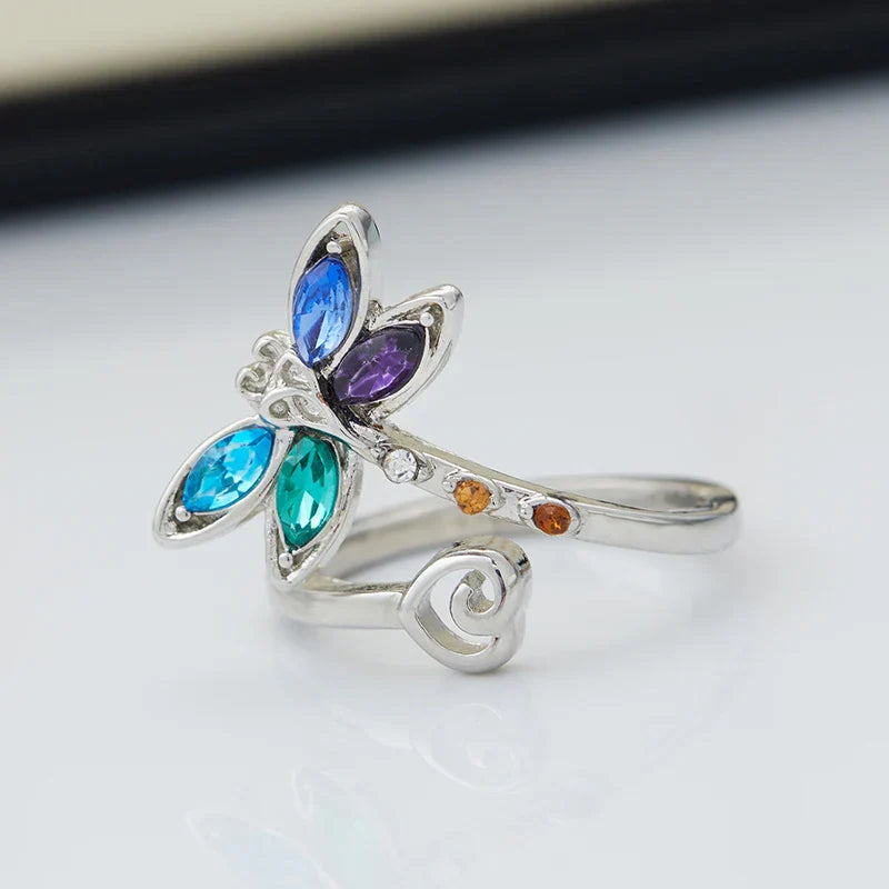 Anillo Ajustable de Libélula Vintage