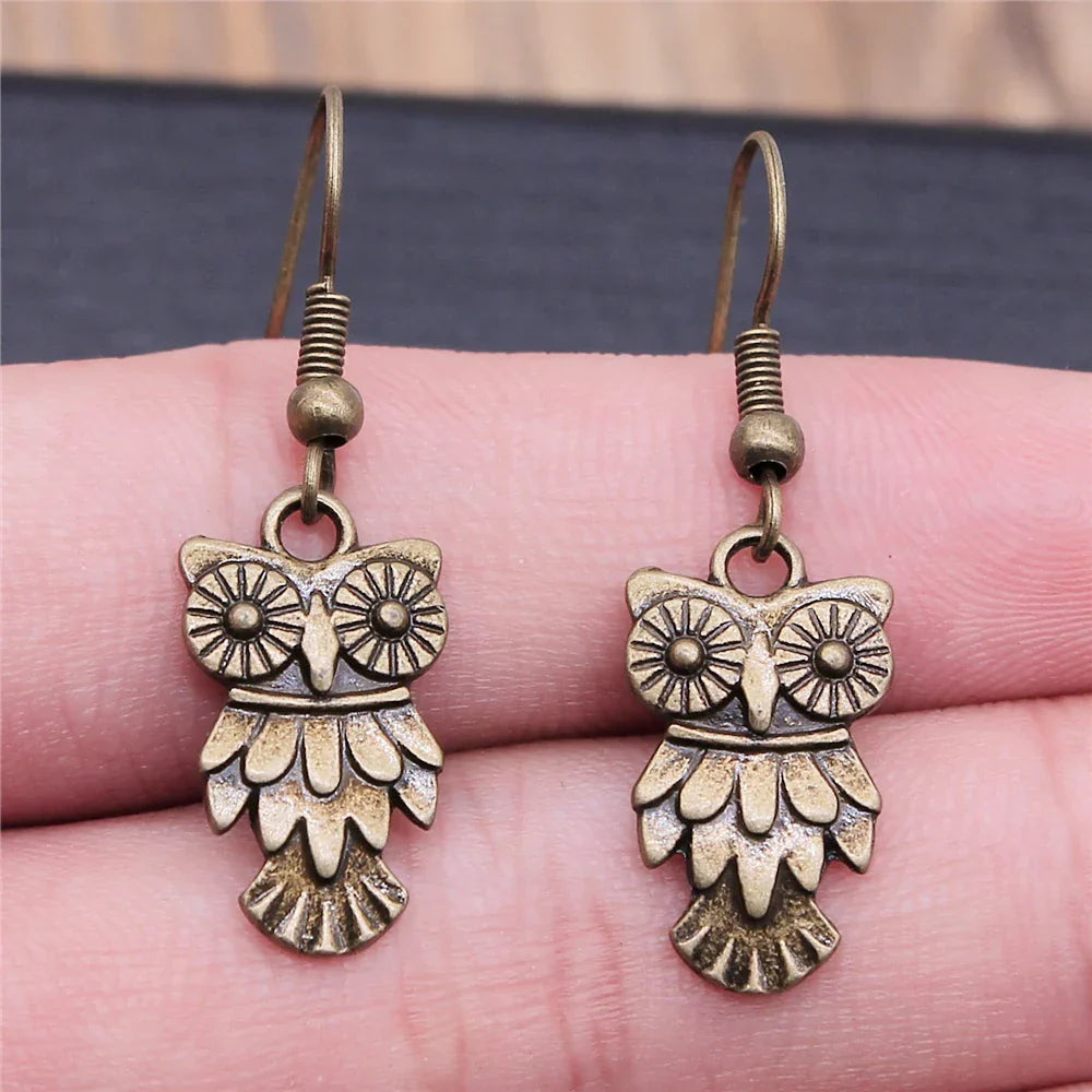 Pendientes Colgantes de Búho Vintage Bohemio