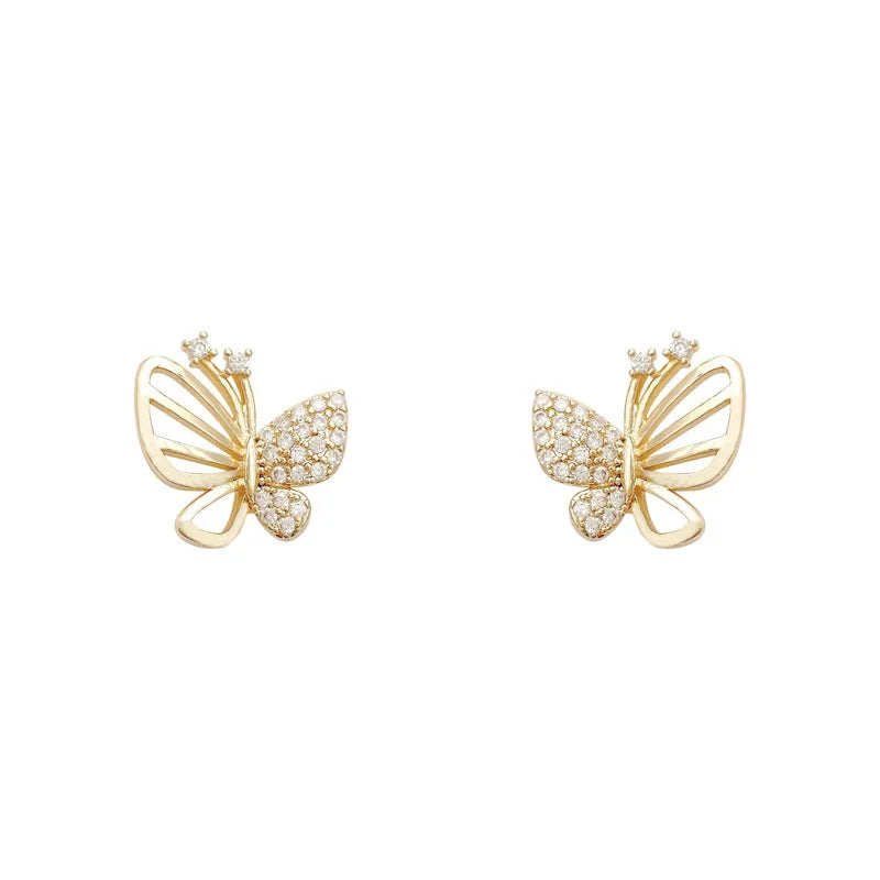 Pendientes de Stud de Mariposa de Circonita Elegantes