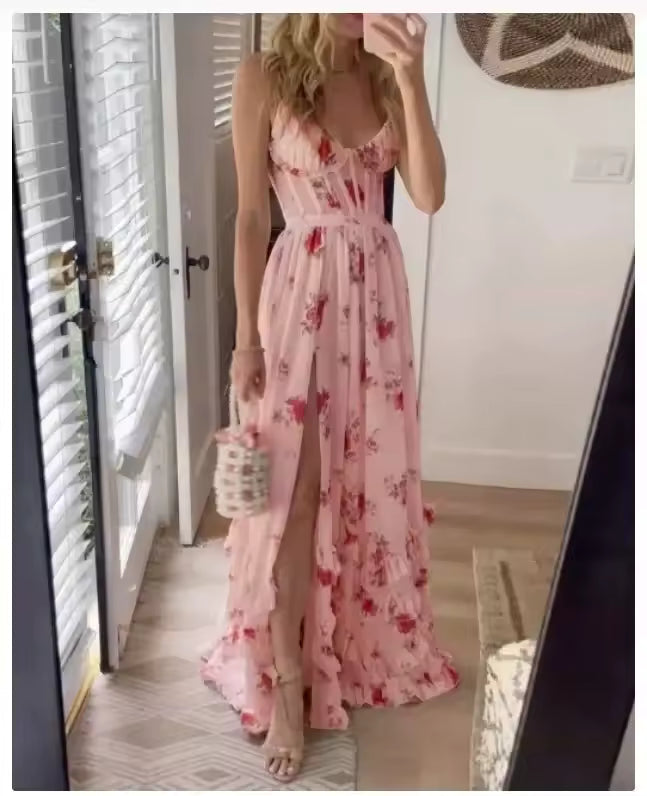 Paola | Vestido floral romántico con escote en V