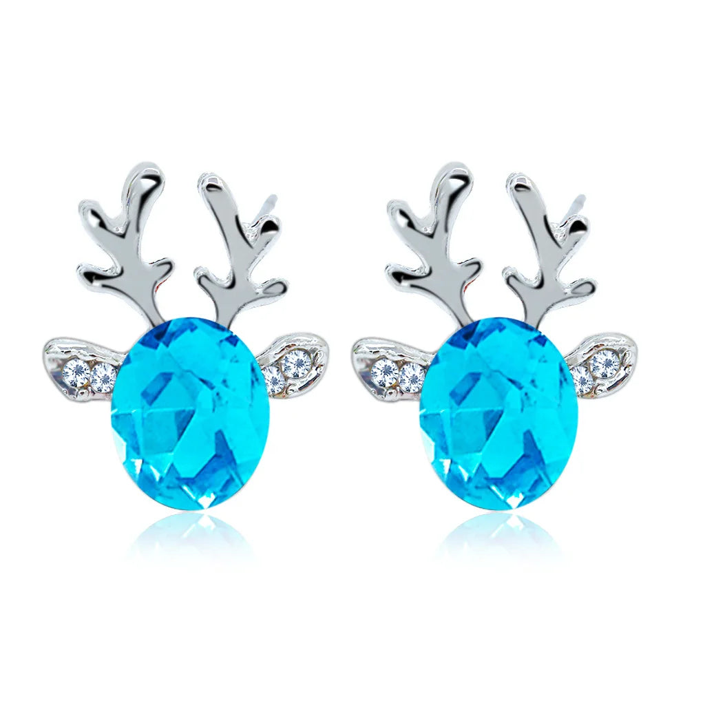 Pendientes de Cristal en Forma de Reno Festivo