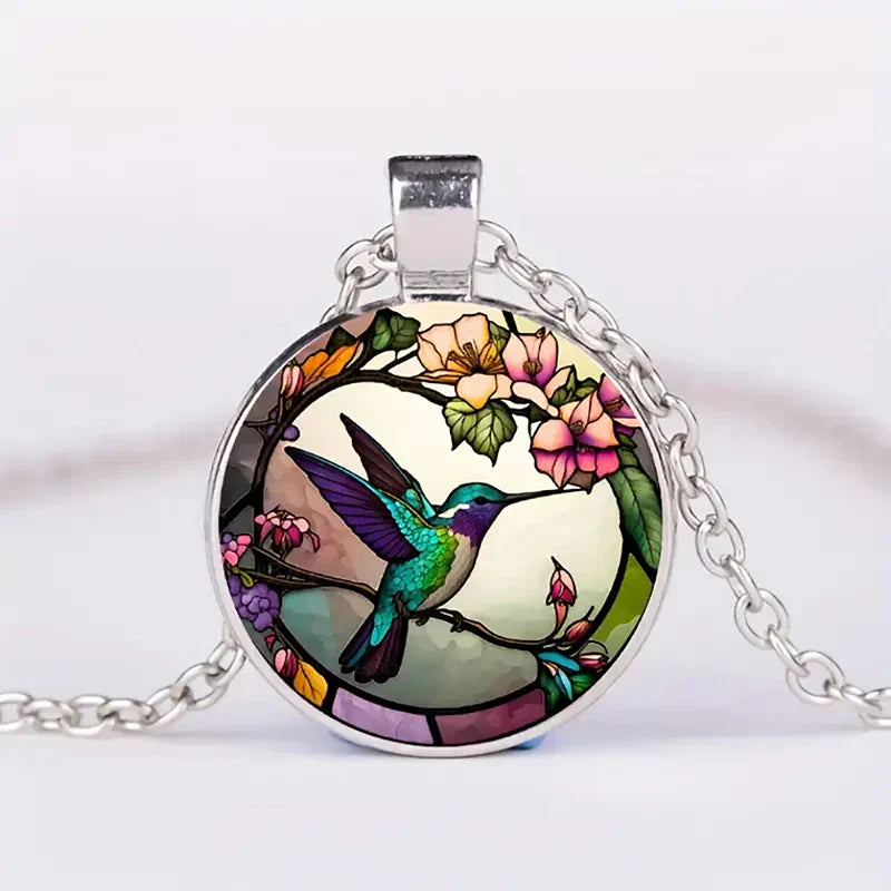 Collar Colgante de Cristal con Colibrí