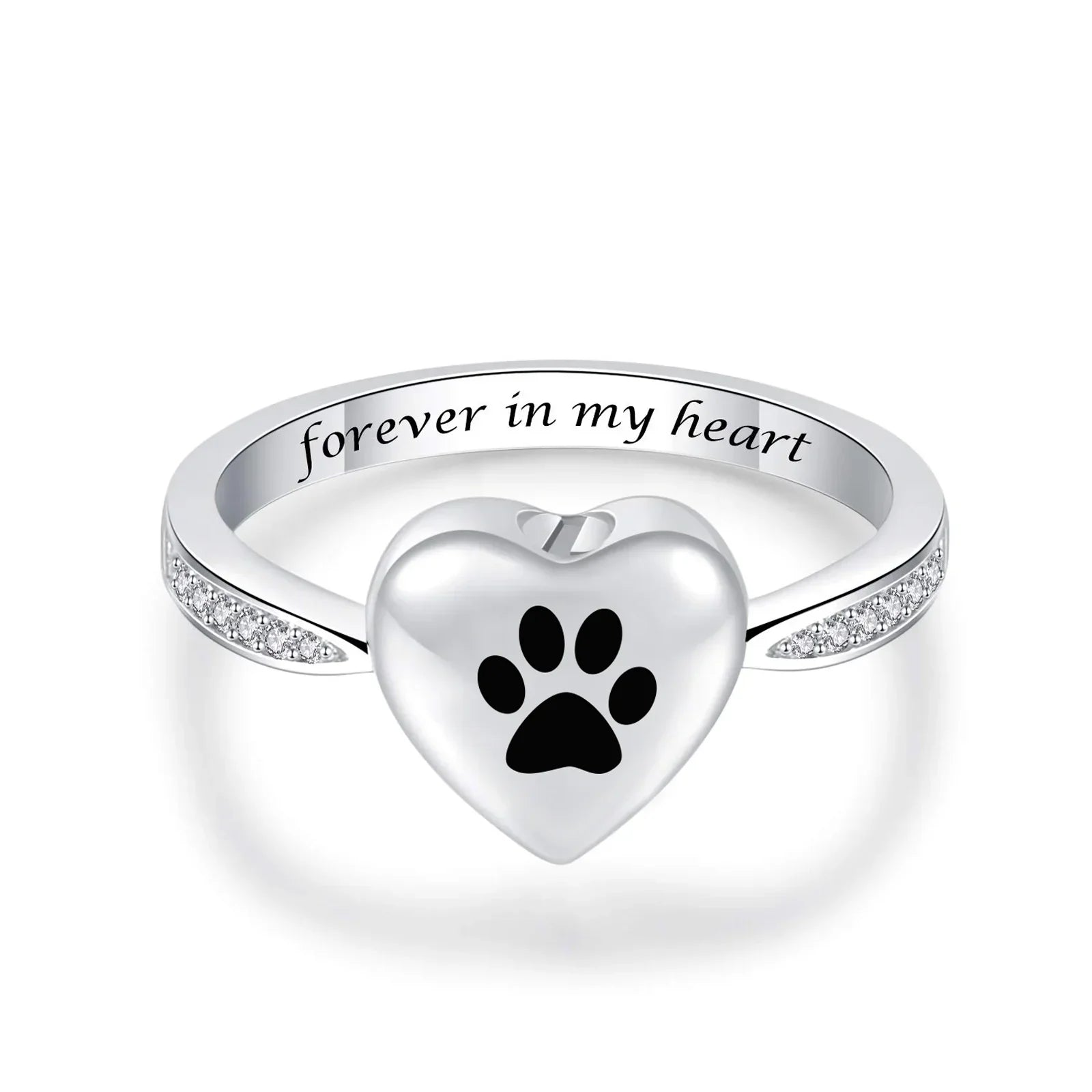 Anillo de Urna con Huella de Corazón – Joyería de Conmemoración para Mascotas