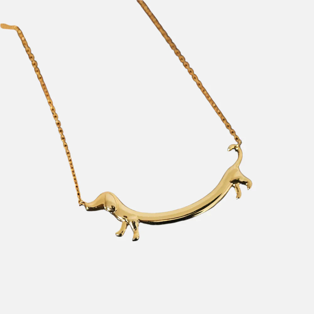 Collar de Dachshund en Tono Dorado