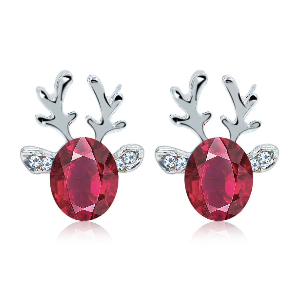 Pendientes de Cristal en Forma de Reno Festivo