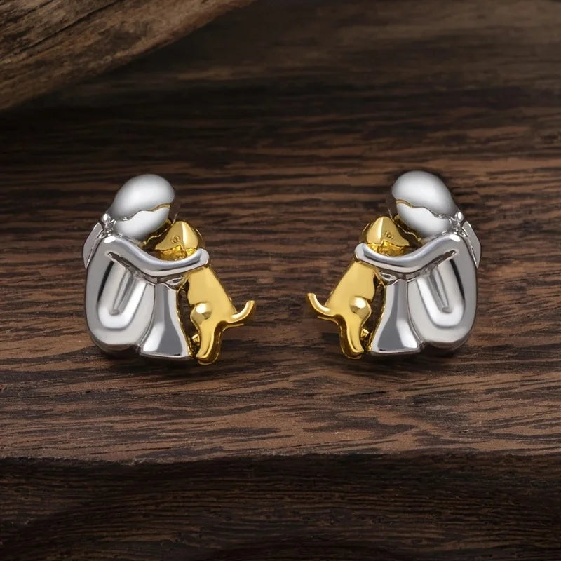 Pendientes de Aro en Plata y Oro de Dos Tonos
