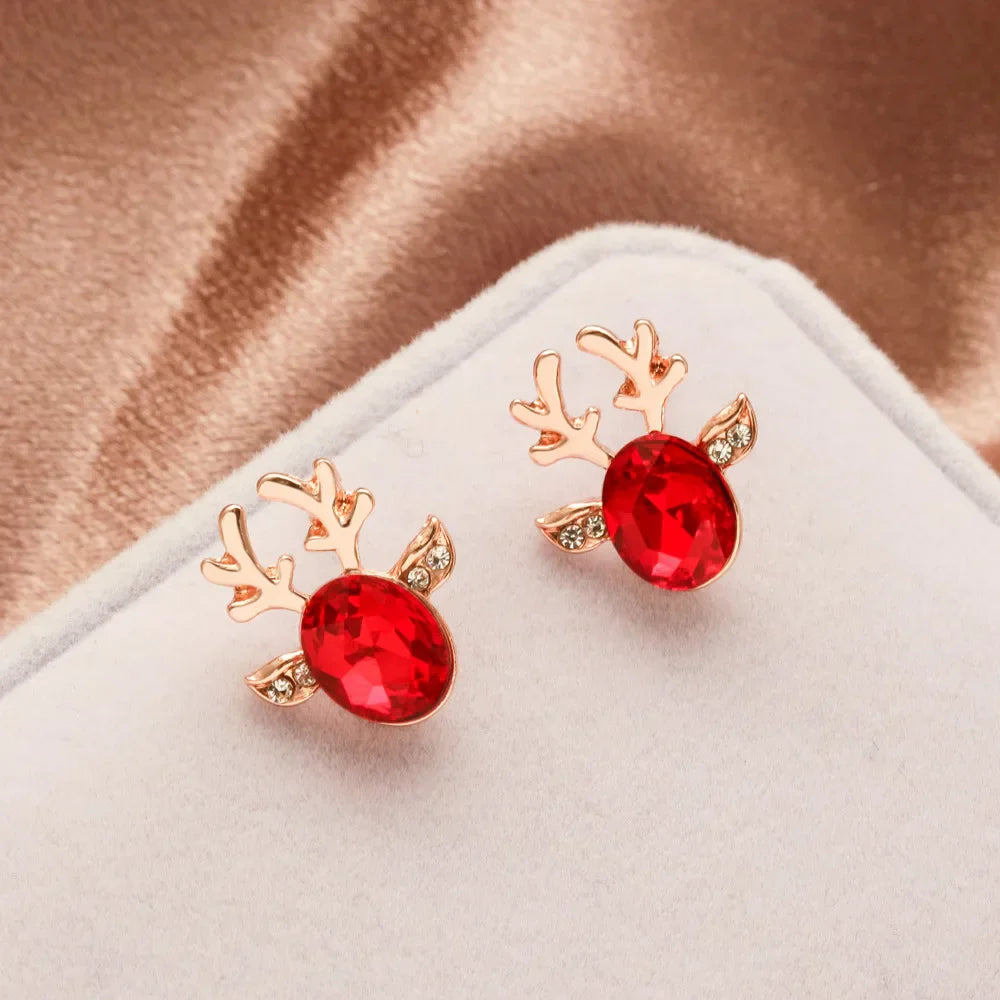 Pendientes de Cristal en Forma de Reno Festivo