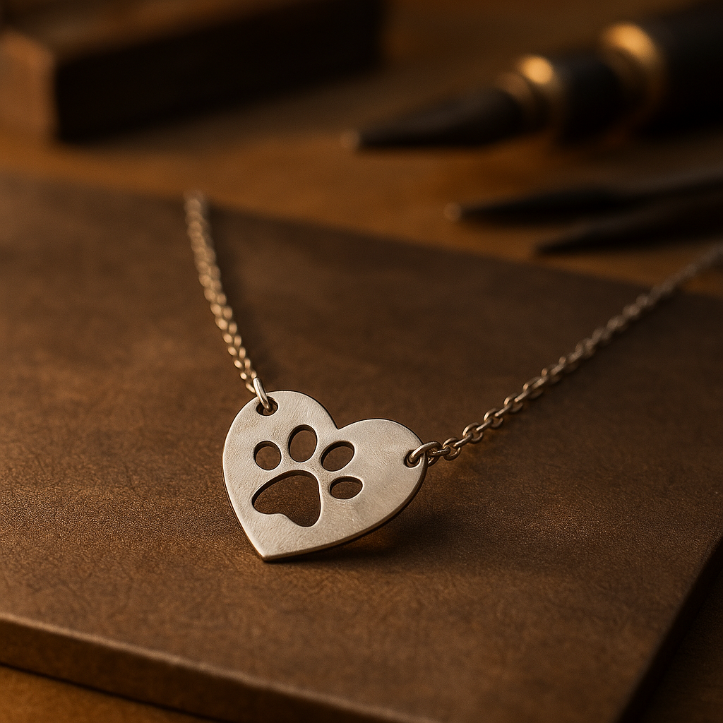 Collar con Colgante de Corazón y Huella de Plata