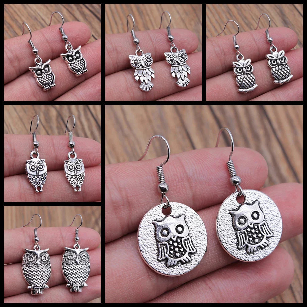 Pendientes Colgantes de Búho Vintage Bohemio