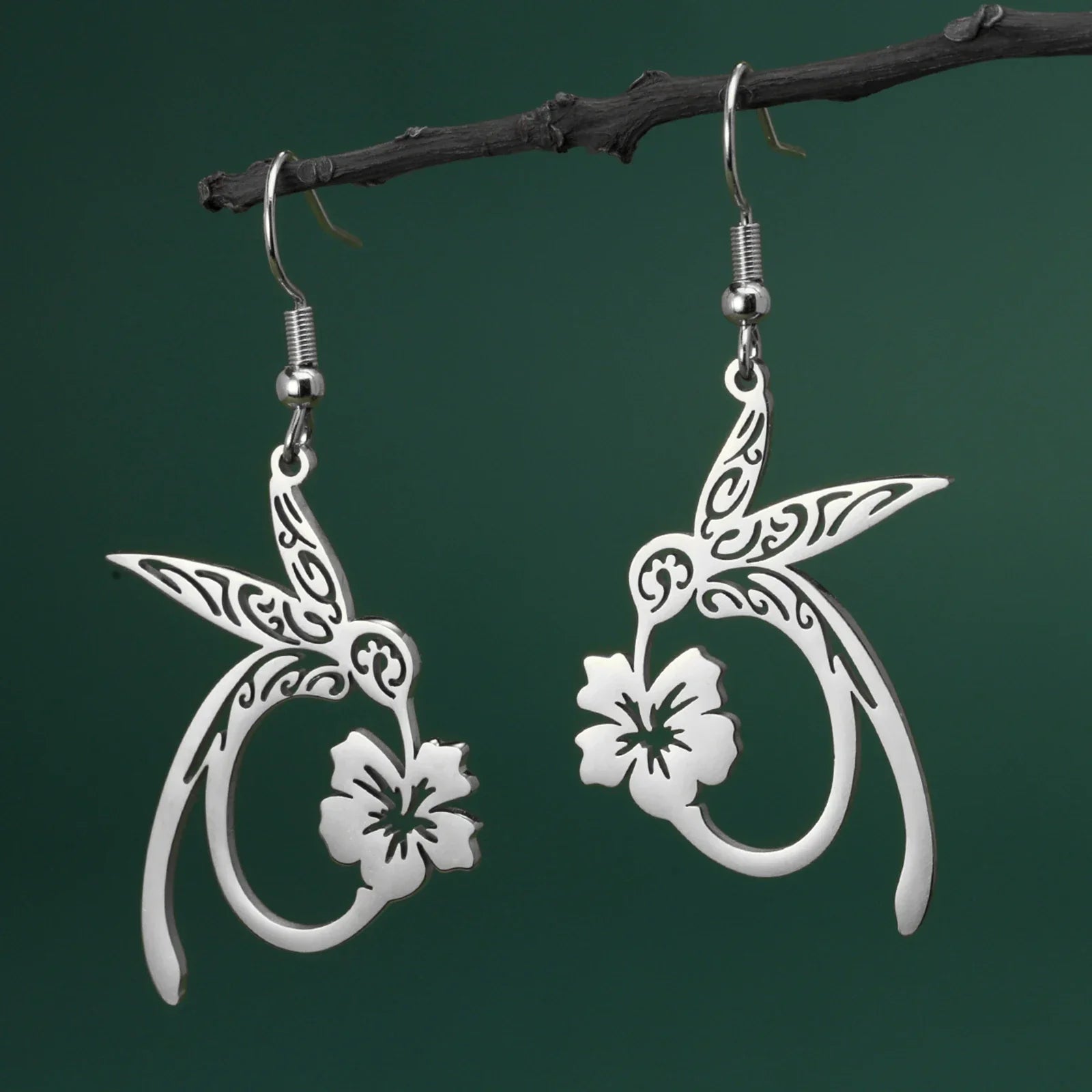 Pendientes de Acero Inoxidable con Espíritu de Colibrí