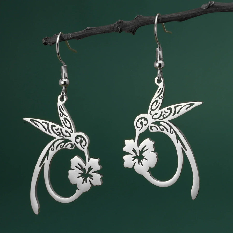 Pendientes de Acero Inoxidable con Espíritu de Colibrí