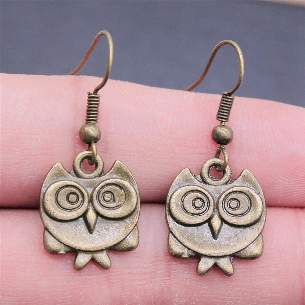 Pendientes Colgantes de Búho Vintage Bohemio