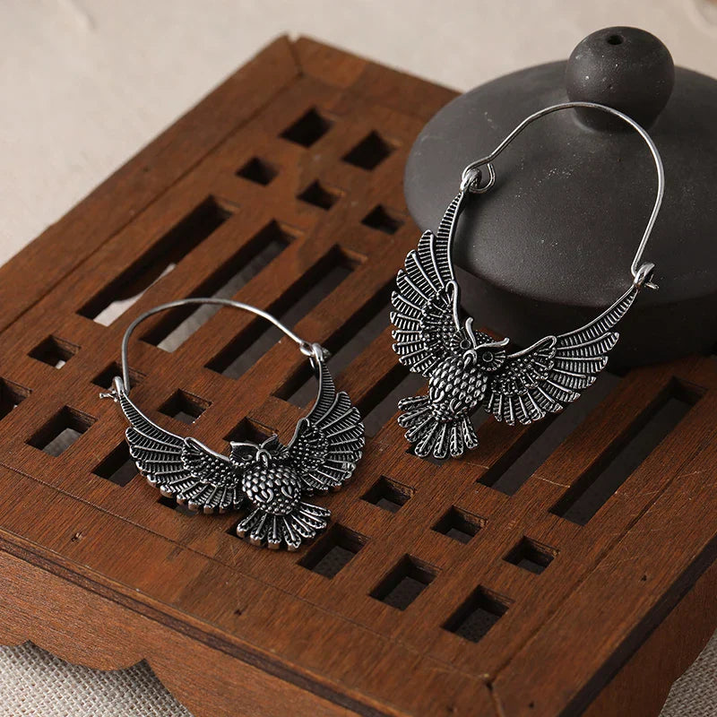 Pendientes Declarativos de Búho Vintage Bohemio