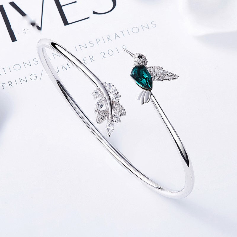 Anillo Ajustable de Colibrí con Diamante de Strass