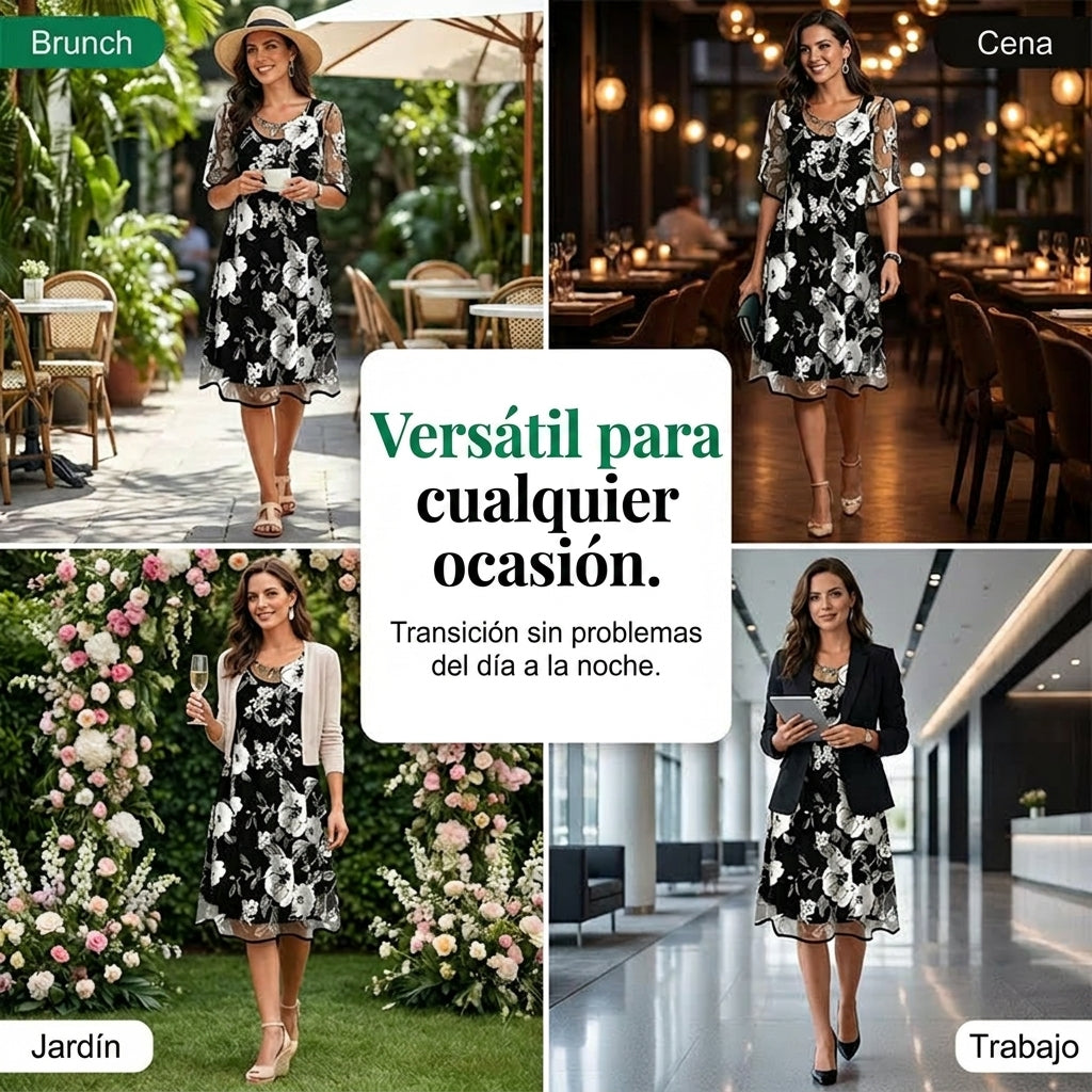 Elisa - Vestido de gasa floral elegante