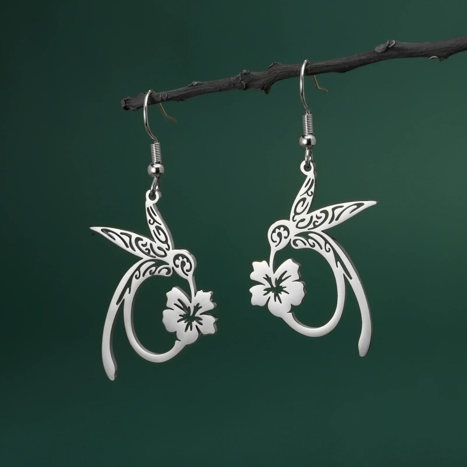 Pendientes de Acero Inoxidable con Espíritu de Colibrí