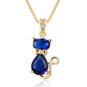 Collar con Colgante de Gato de Cristal