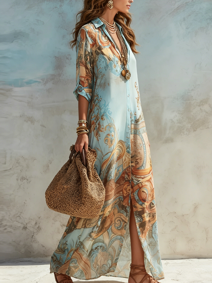 Lorna | Vestido camisero mediterráneo