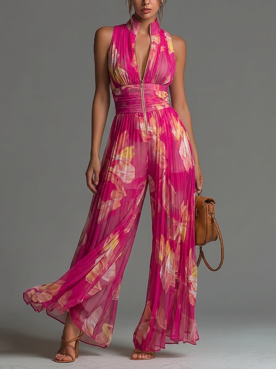 Sofia | Mono plisado de gasa floral