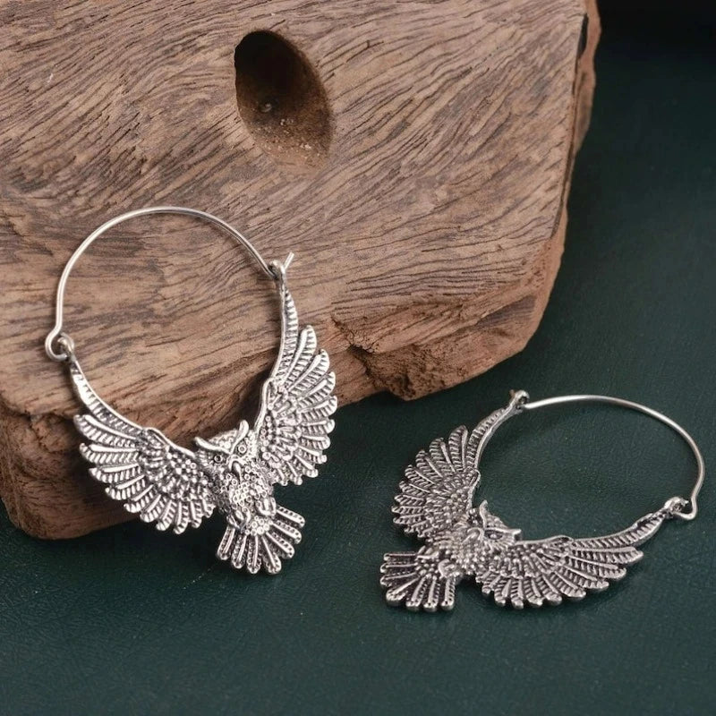 Pendientes Declarativos de Búho Vintage Bohemio