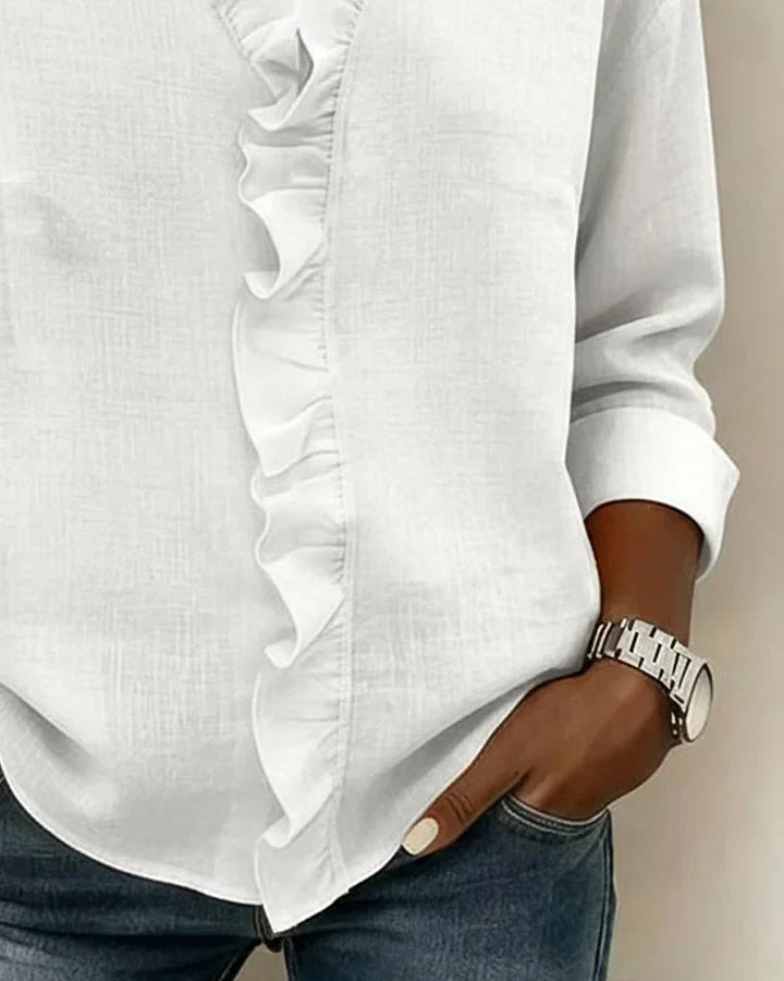 Anora |  Blusa con volantes y cuello en V