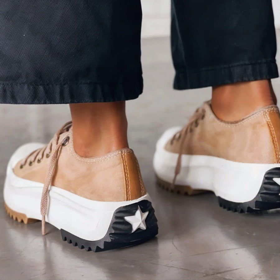 Elina Zapatos Cómodos Con Tacón Grueso Lona Estilo Urbano