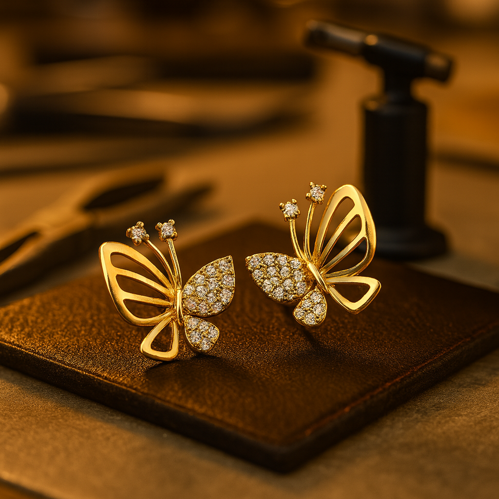 Pendientes de Stud de Mariposa de Circonita Elegantes